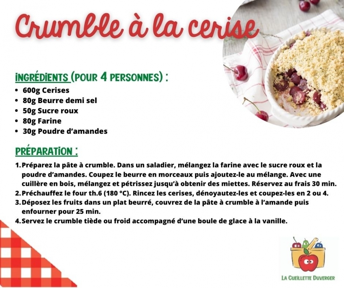 crumble &agrave; la cerise recette